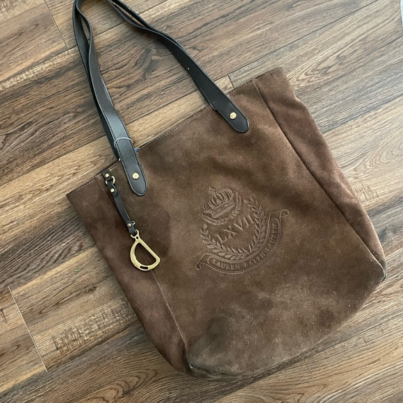 Ralph Lauren Brown suede Leather Tote - Picture 1 of 7